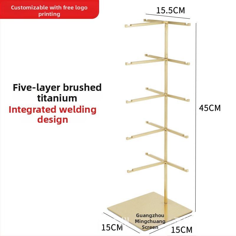Stojan na displej rám okuliarov z nehrdzavejúcej ocele, viacposchodový, brúsený povrch, Mingchuang