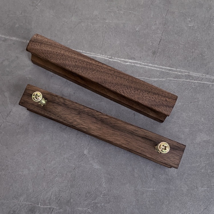 Mâner din lemn pentru ușile de dulap, stil modern și simplu, modelul 007, găuri duble, finisaj pulverizat