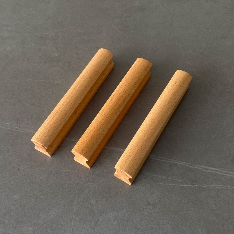 Mâner din lemn pentru ușile de dulap, stil modern și simplu, modelul 007, găuri duble, finisaj pulverizat