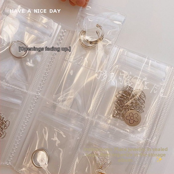 Ékszer kiállító állvány átlátszó PVC tasakkal, por- és oxidáció elleni védelemmel, 6 rétegű, utazási szervező