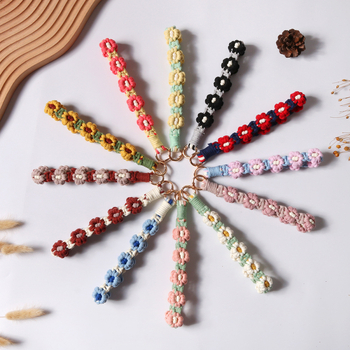 Ланярд за мобилен телефон - полиестерна тъкан, плетено, метално закопчаване, унисекс, марка Hand Knitting