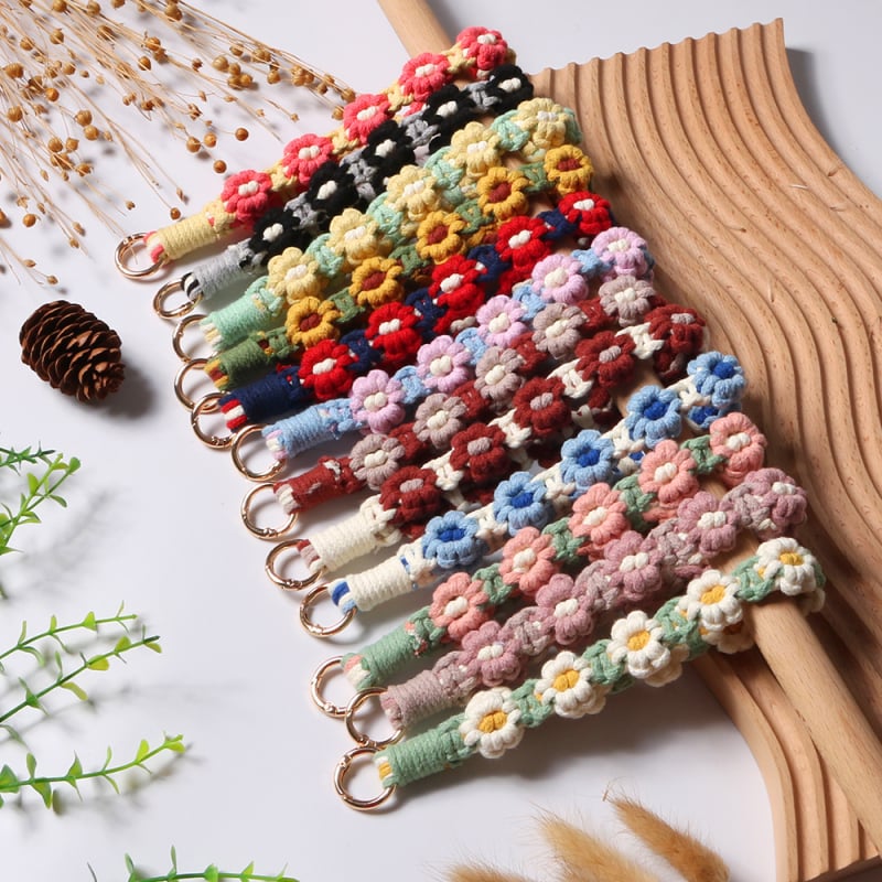 Ланярд за мобилен телефон - полиестерна тъкан, плетено, метално закопчаване, унисекс, марка Hand Knitting