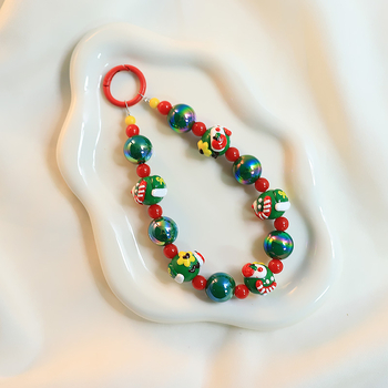 Мобилен телефон ланярд, ръчна изработка, акрилна висулка с коледен мотив и Дядо Коледа, персонализиране налично