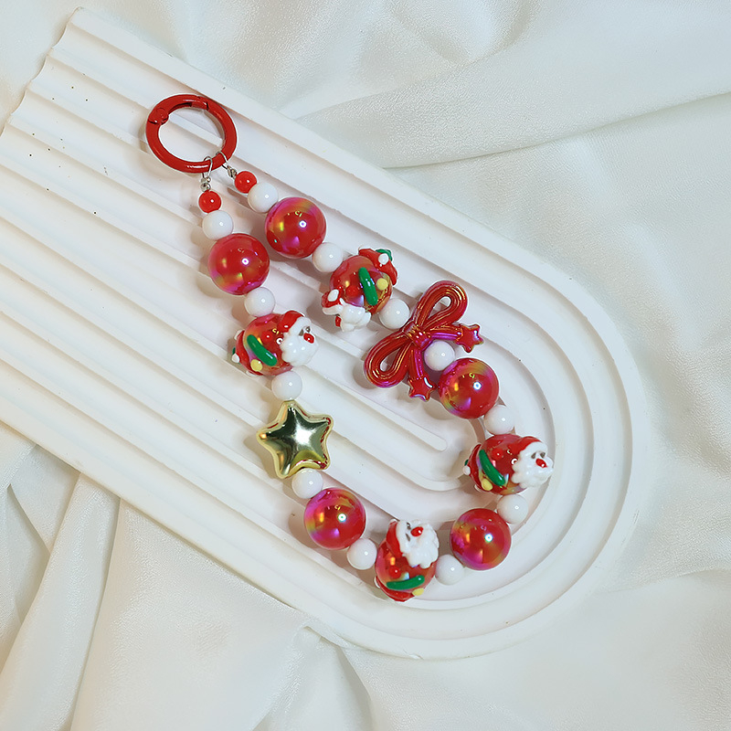 Мобилен телефон ланярд, ръчна изработка, акрилна висулка с коледен мотив и Дядо Коледа, персонализиране налично