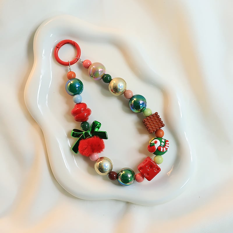 Мобилен телефон ланярд, ръчна изработка, акрилна висулка с коледен мотив и Дядо Коледа, персонализиране налично