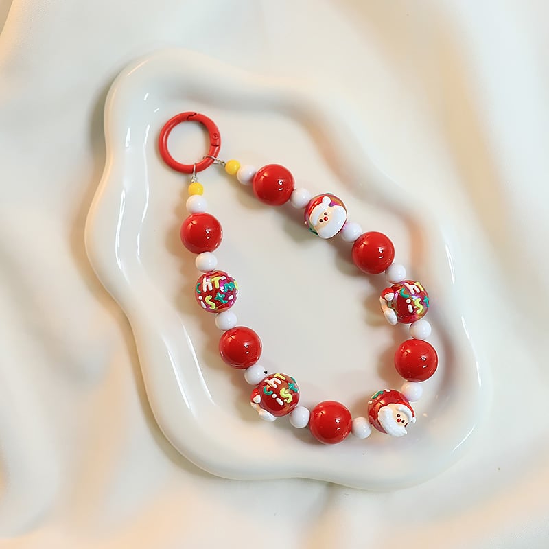 Мобилен телефон ланярд, ръчна изработка, акрилна висулка с коледен мотив и Дядо Коледа, персонализиране налично