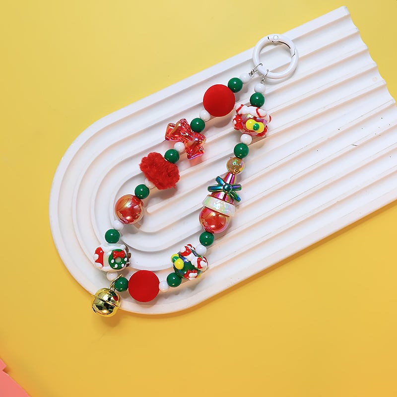 Мобилен телефон ланярд, ръчна изработка, акрилна висулка с коледен мотив и Дядо Коледа, персонализиране налично