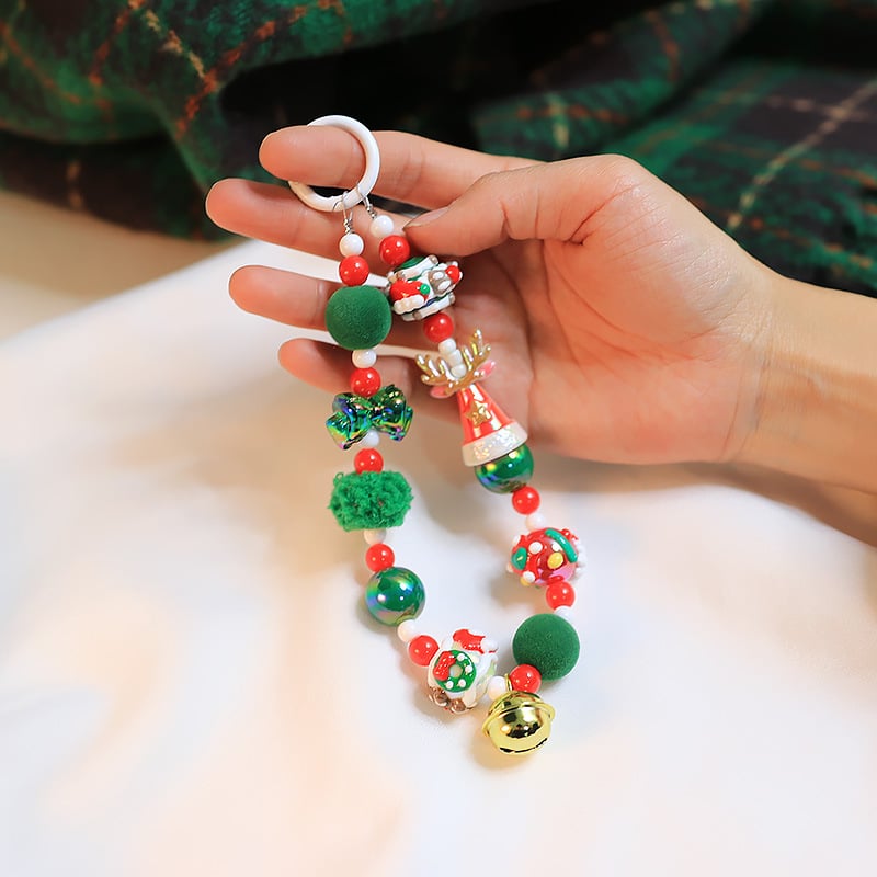 Мобилен телефон ланярд, ръчна изработка, акрилна висулка с коледен мотив и Дядо Коледа, персонализиране налично