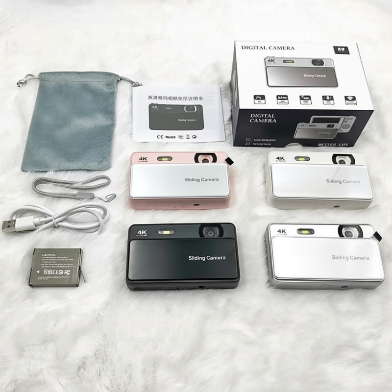 Cameră digitală inteligentă cu capac glisant, înregistrare 4K, senzor CMOS de 20 MP, zoom optic 16x, ecran LCD 2,8 inch