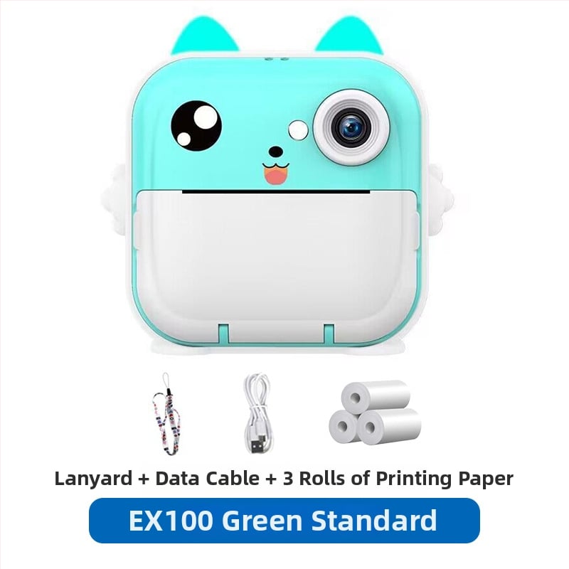 Детска камера за незабавен печат – мини Полароид-стил Bluetooth HD цифрова камера за деца, 2-инчов LCD дисплей, 1–5 MP сензор, ABS корпус, модел EX100-1, поддръжка на карта памет