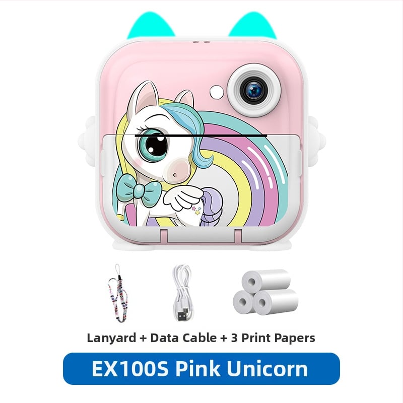 Детска камера за незабавен печат – мини Полароид-стил Bluetooth HD цифрова камера за деца, 2-инчов LCD дисплей, 1–5 MP сензор, ABS корпус, модел EX100-1, поддръжка на карта памет