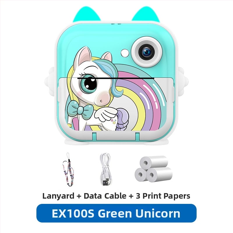 Детска камера за незабавен печат – мини Полароид-стил Bluetooth HD цифрова камера за деца, 2-инчов LCD дисплей, 1–5 MP сензор, ABS корпус, модел EX100-1, поддръжка на карта памет