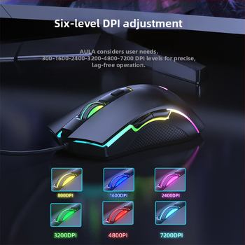 Wolf Spider S28 optički gaming miš, 7200 DPI, 6 tipki, USB kabelski, dodirni kotačić za pomicanje