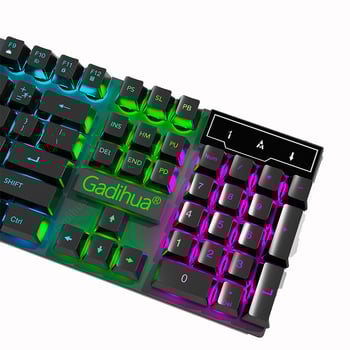 Set tastatură și mouse cu fir - tastatură cu membrană, USB, 98+ taste, ergonomic, iluminare monocromă