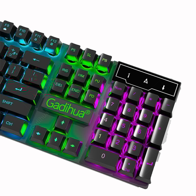 Set tastatură și mouse cu fir - tastatură cu membrană, USB, 98+ taste, ergonomic, iluminare monocromă