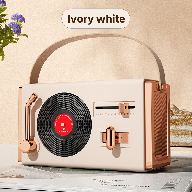 Retro Bluetooth prenosný reproduktor na vonkajšie aj vnútorné použitie, Bluetooth 5.2, 5W výstup, frekvenčný rozsah 100 Hz–20 kHz, SNR ≥70 dB, vstavaná batéria