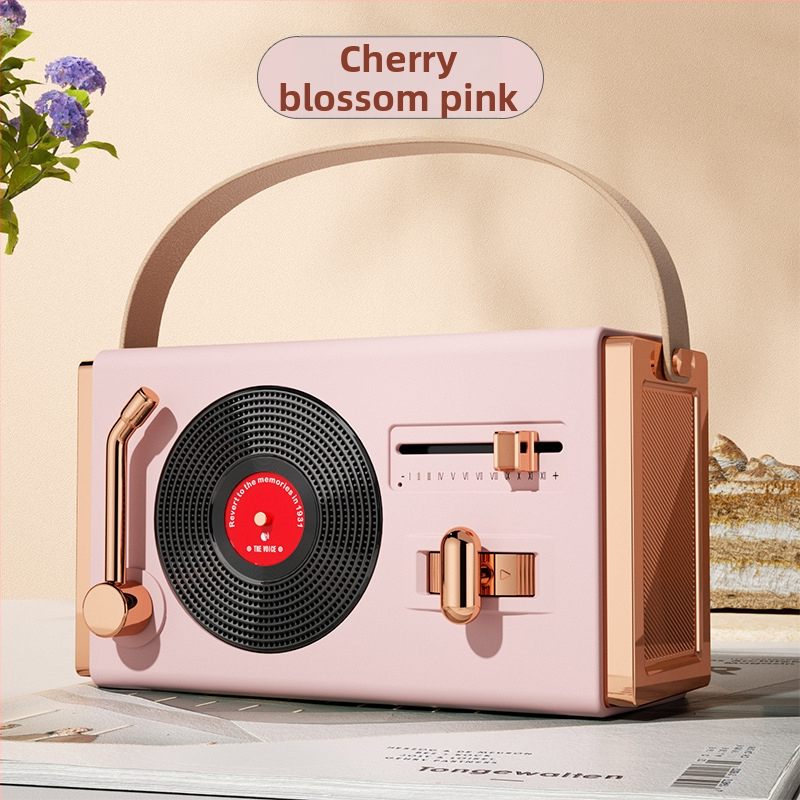 Retro Bluetooth prenosný reproduktor na vonkajšie aj vnútorné použitie, Bluetooth 5.2, 5W výstup, frekvenčný rozsah 100 Hz–20 kHz, SNR ≥70 dB, vstavaná batéria