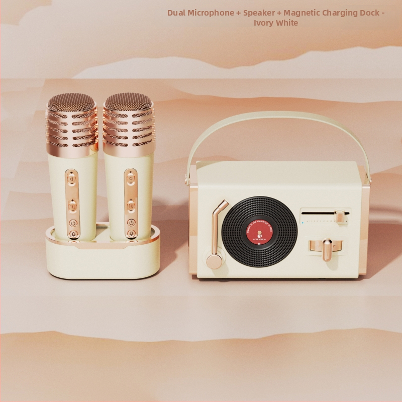 Retro Bluetooth prenosný reproduktor na vonkajšie aj vnútorné použitie, Bluetooth 5.2, 5W výstup, frekvenčný rozsah 100 Hz–20 kHz, SNR ≥70 dB, vstavaná batéria