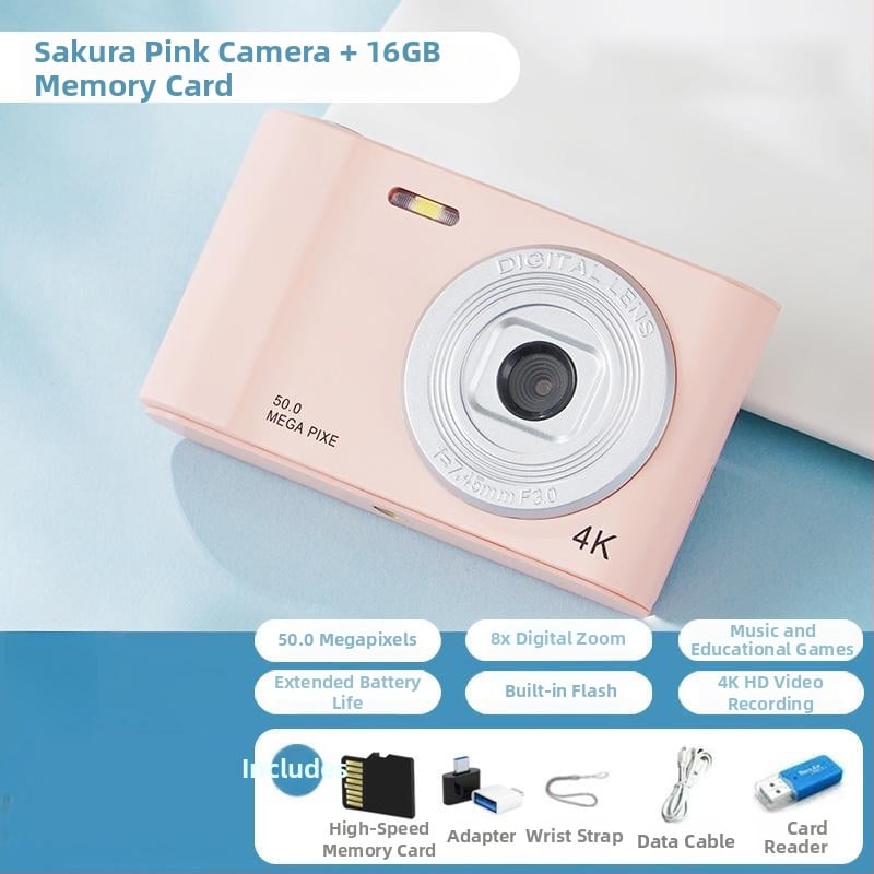 Studentu digitālais fotoaparāts ar CCD sensoru, 50 MP, retro dizains, iesācēju līmeņa D01