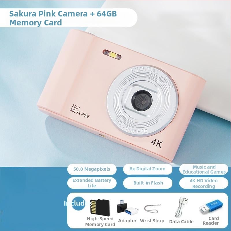 Studentu digitālais fotoaparāts ar CCD sensoru, 50 MP, retro dizains, iesācēju līmeņa D01