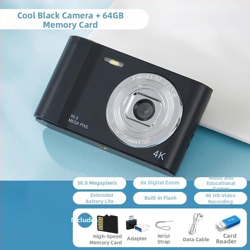 Studentu digitālais fotoaparāts ar CCD sensoru, 50 MP, retro dizains, iesācēju līmeņa D01