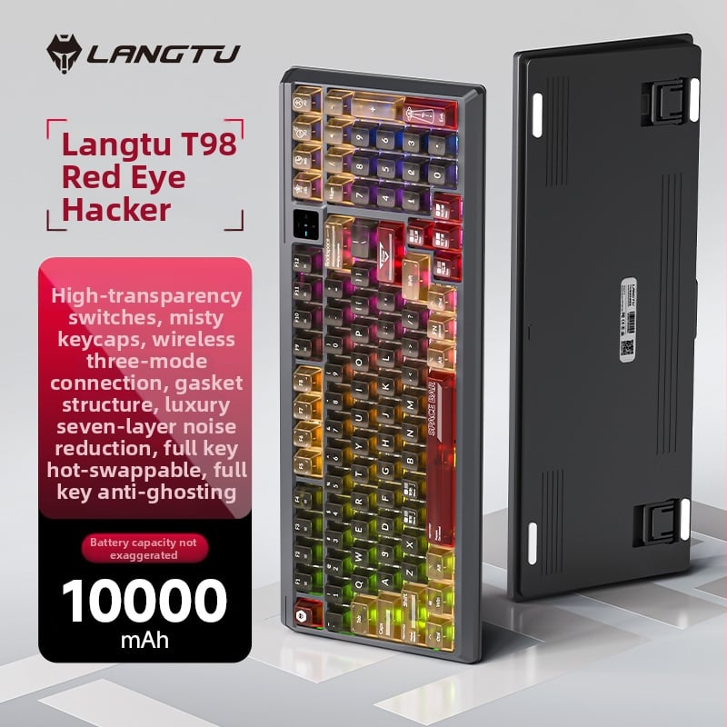 Langtu T98 prilagođena žičana mehanička tipkovnica, Gaskte struktura, hot-swappable prekidači, za e-sport, numerička tipkovnica, USB-C