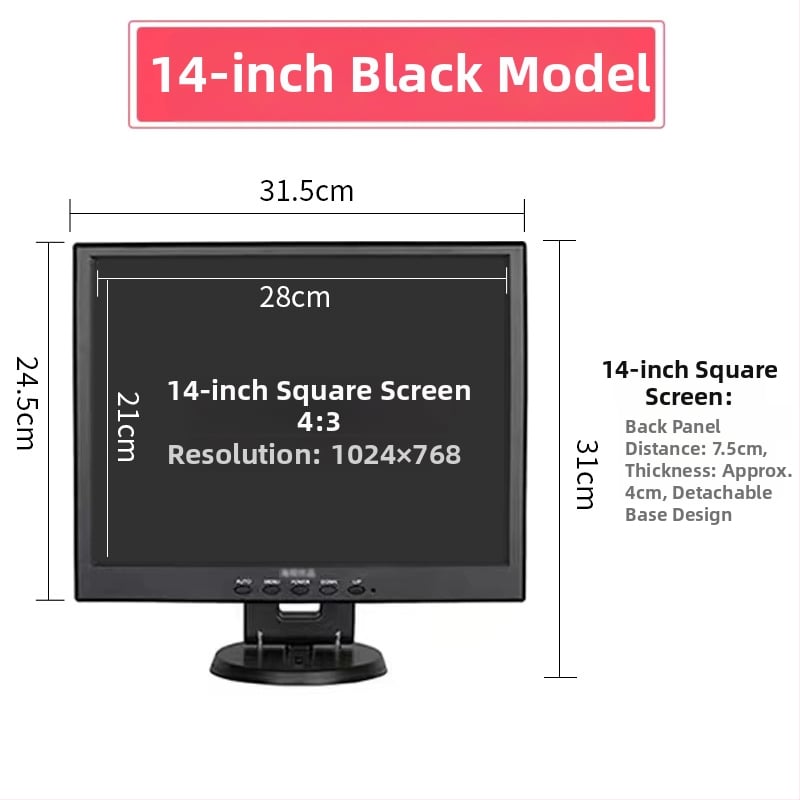 12HS LCD monitorius kompiuteriui — 1280x800 raiška, LCD ekranas, pakavimo parinktys 1–4