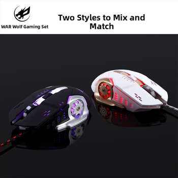 Fire Wolf USB mehanički gaming tipkovnica i miš set, žično, makro programiranje, 3200 DPI, ergonomski, vodootporan, kabel 1.8 m