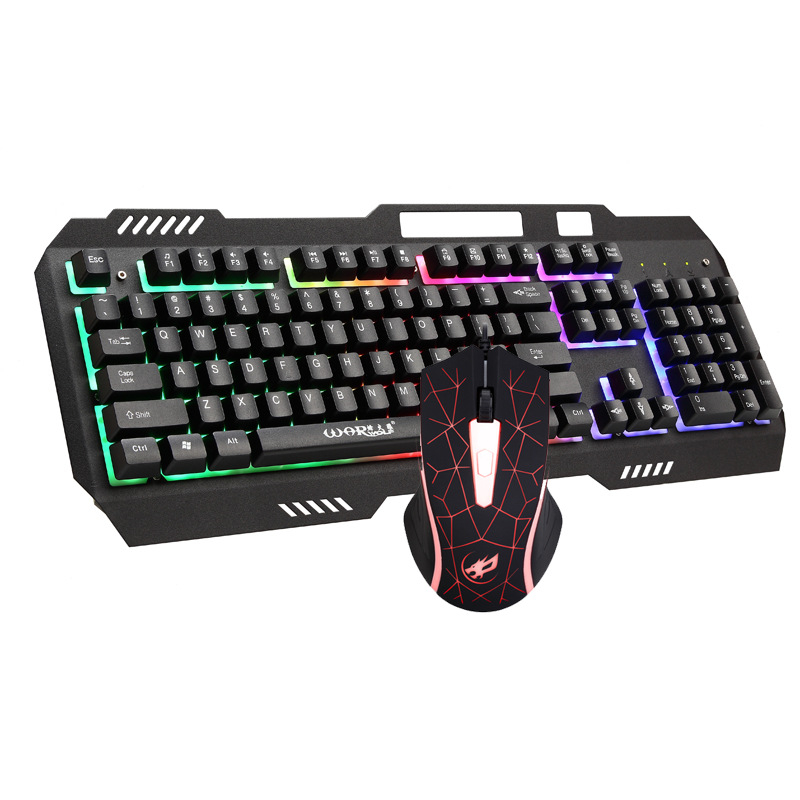 Fire Wolf USB mehanički gaming tipkovnica i miš set, žično, makro programiranje, 3200 DPI, ergonomski, vodootporan, kabel 1.8 m