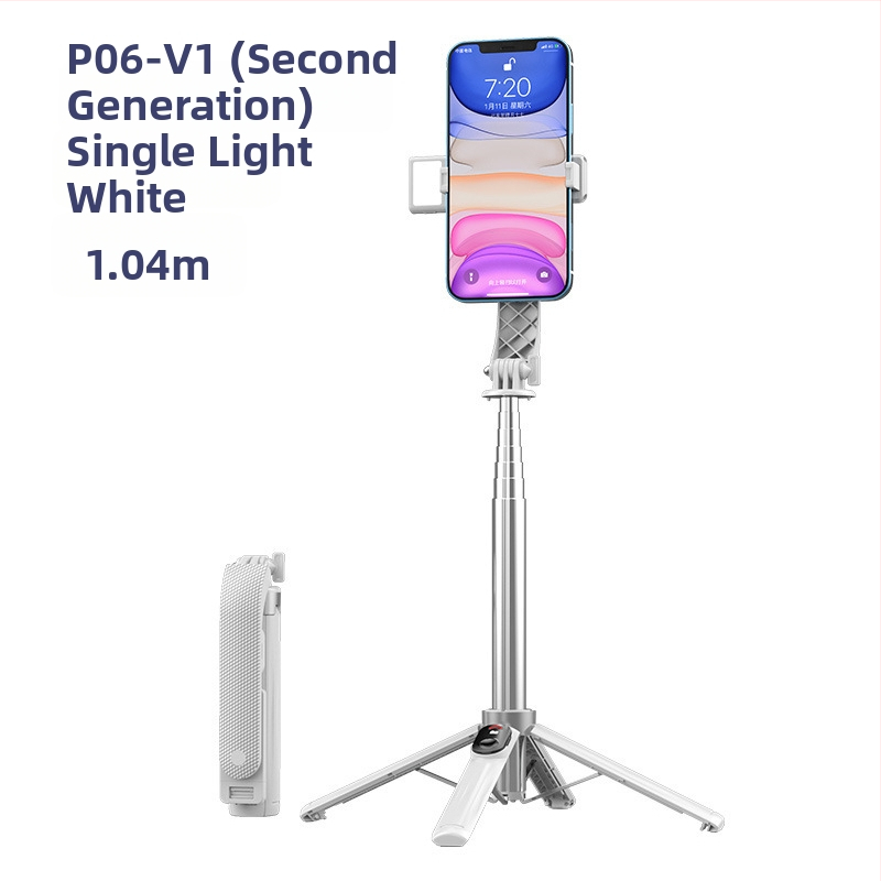 Četrkājains telefona statīvs tiešraidei ar Bluetooth tālvadību un iebūvētu apgaismojumu