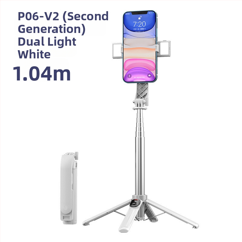 Četrkājains telefona statīvs tiešraidei ar Bluetooth tālvadību un iebūvētu apgaismojumu