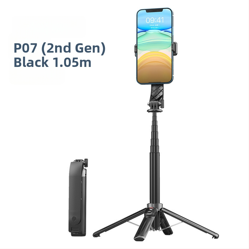 Četrkājains telefona statīvs tiešraidei ar Bluetooth tālvadību un iebūvētu apgaismojumu