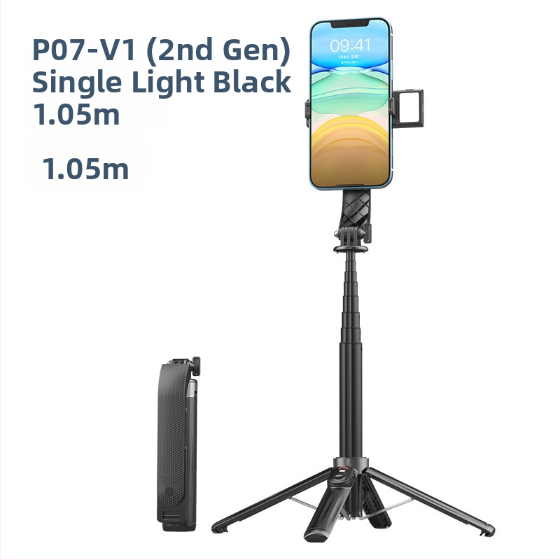 Četrkājains telefona statīvs tiešraidei ar Bluetooth tālvadību un iebūvētu apgaismojumu