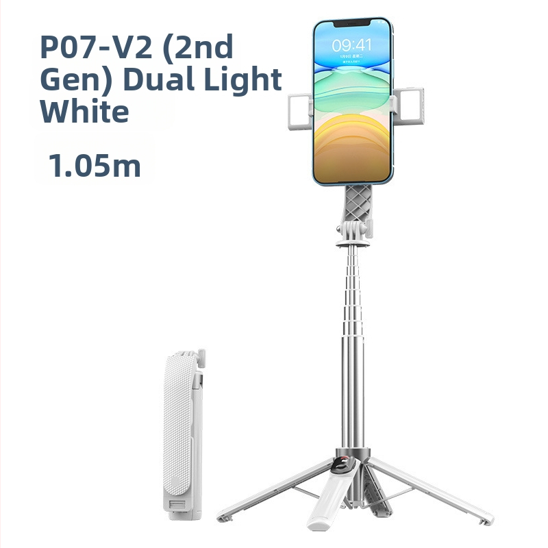 Četrkājains telefona statīvs tiešraidei ar Bluetooth tālvadību un iebūvētu apgaismojumu