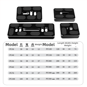 Placă de eliberare rapidă pentru cameră SLR universală – aliaj de aluminiu, seria Pu board, sarcină 2–5 kg