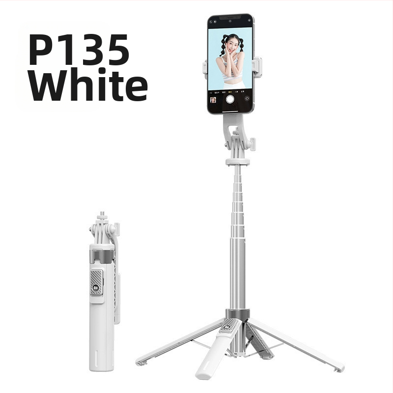 Bluetooth Selfie nūjiņa ar apgaismojumu, alumīnija sakausējuma caurule, noņemams gimbāls, četrrānu statīvs kamerai un viedtelefonam
