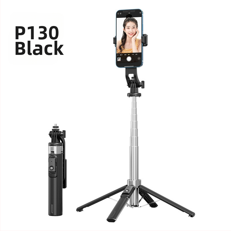 Bluetooth Selfie nūjiņa ar apgaismojumu, alumīnija sakausējuma caurule, noņemams gimbāls, četrrānu statīvs kamerai un viedtelefonam