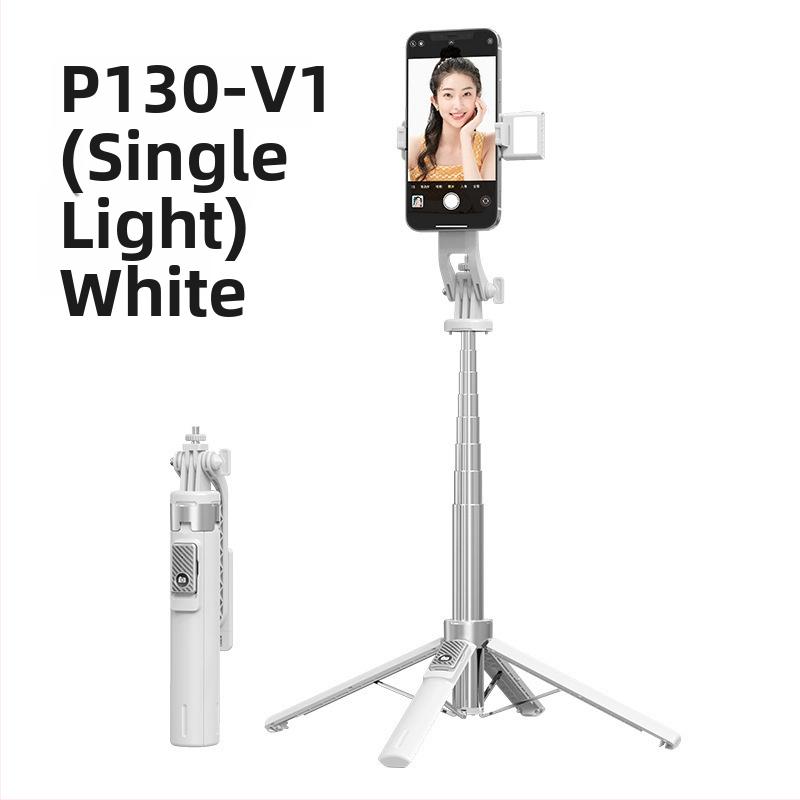 Bluetooth Selfie nūjiņa ar apgaismojumu, alumīnija sakausējuma caurule, noņemams gimbāls, četrrānu statīvs kamerai un viedtelefonam