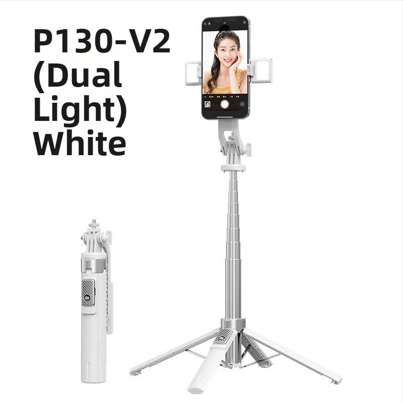 Bluetooth Selfie nūjiņa ar apgaismojumu, alumīnija sakausējuma caurule, noņemams gimbāls, četrrānu statīvs kamerai un viedtelefonam