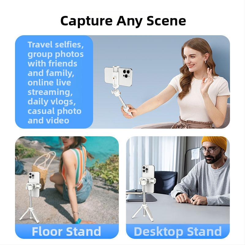 Mini ištraukiamas stalo triko mobiliajam telefonui ir be veidrodinės kameros, aliuminio lydinys