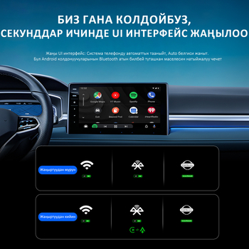 BY969 2-in-1 laidinis automobilio dėklas CarPlay/Android Auto, 1090P, dviejų branduolių procesorius, 8GB RAM, 32GB ROM