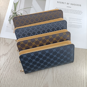 Enfa hosszú női pénztárca betűs mintával – városi minimalista stílus, PVC külső, belső poliészter, vízálló