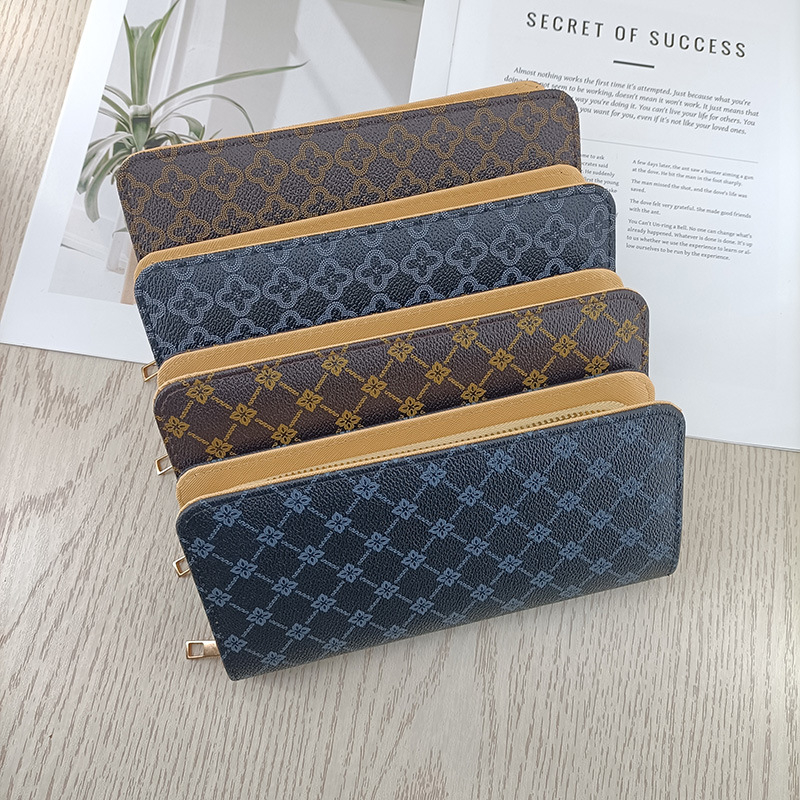 Enfa hosszú női pénztárca betűs mintával – városi minimalista stílus, PVC külső, belső poliészter, vízálló