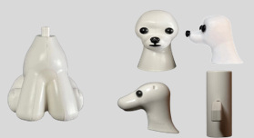 Model de câine pentru instruire cu schelet standard și blană completă; materiale: lână sintetică și plastic