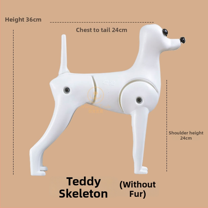 Model psa na výcvik so štandardným skeletom a celotelovou srsťou; materiály: syntetická vlna a plast