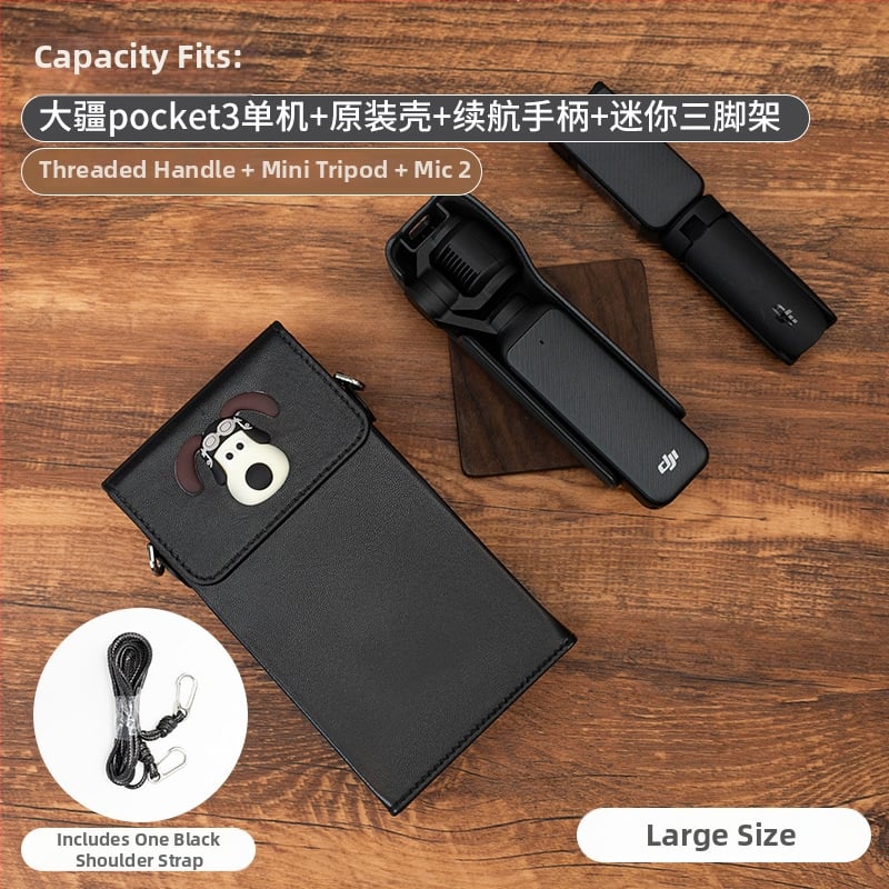 Θήκη Osmo Pocket 3 για κάμερα – εξωτερικό συνθετικό δέρμα, επένδυση από καμβά, ζώνη crossbody, unisex