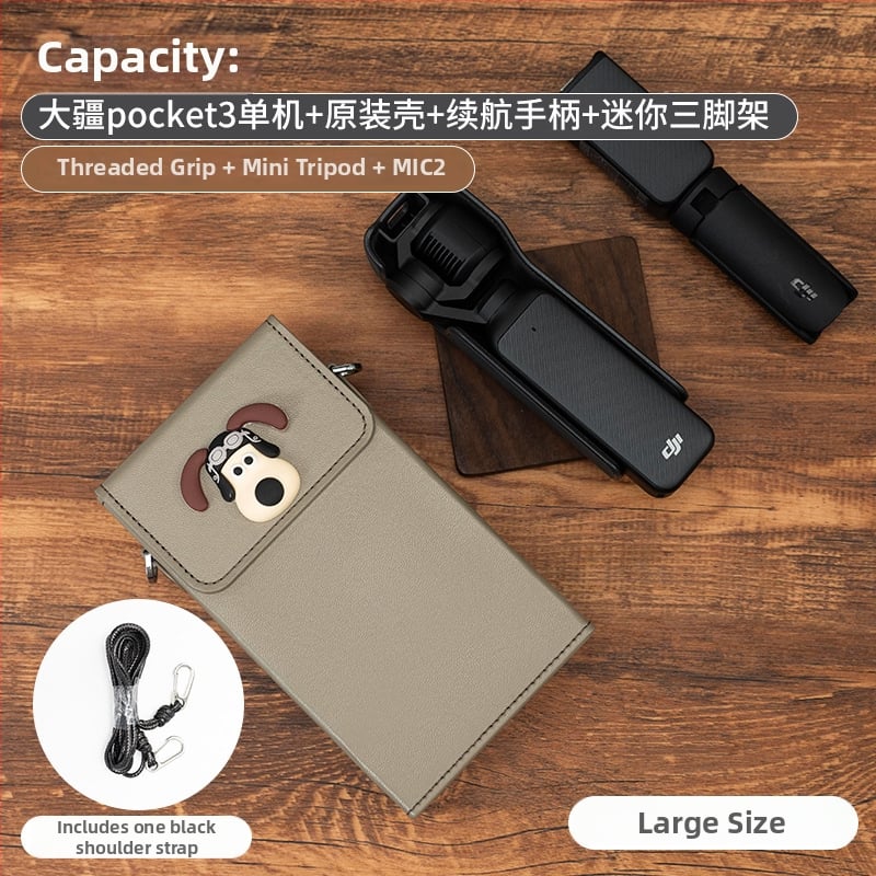 Θήκη Osmo Pocket 3 για κάμερα – εξωτερικό συνθετικό δέρμα, επένδυση από καμβά, ζώνη crossbody, unisex