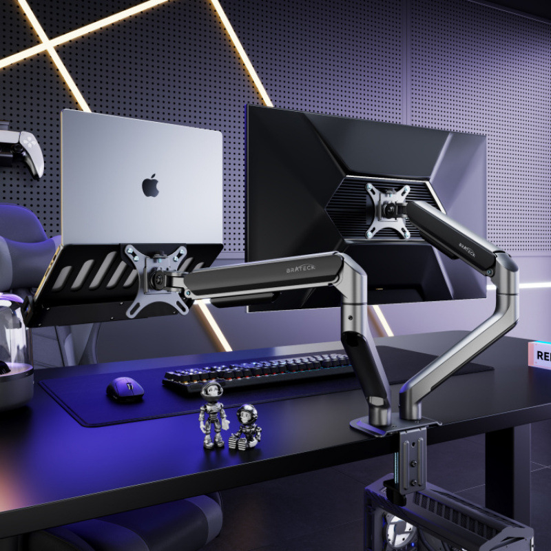 Brate North Arc suport de monitor dublu pentru birou E350-2, din aliaj de aluminiu, bază de ridicare