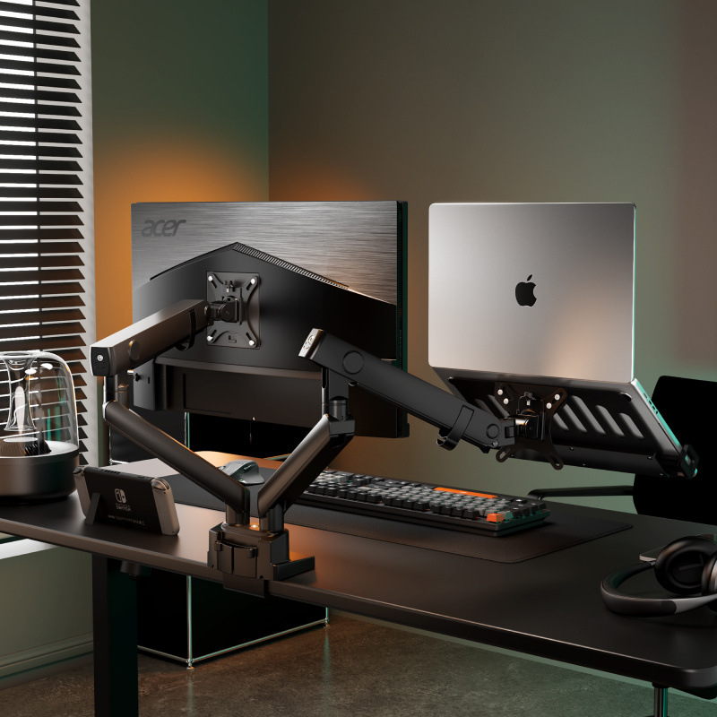 Brate North Arc suport de monitor dublu pentru birou E350-2, din aliaj de aluminiu, bază de ridicare