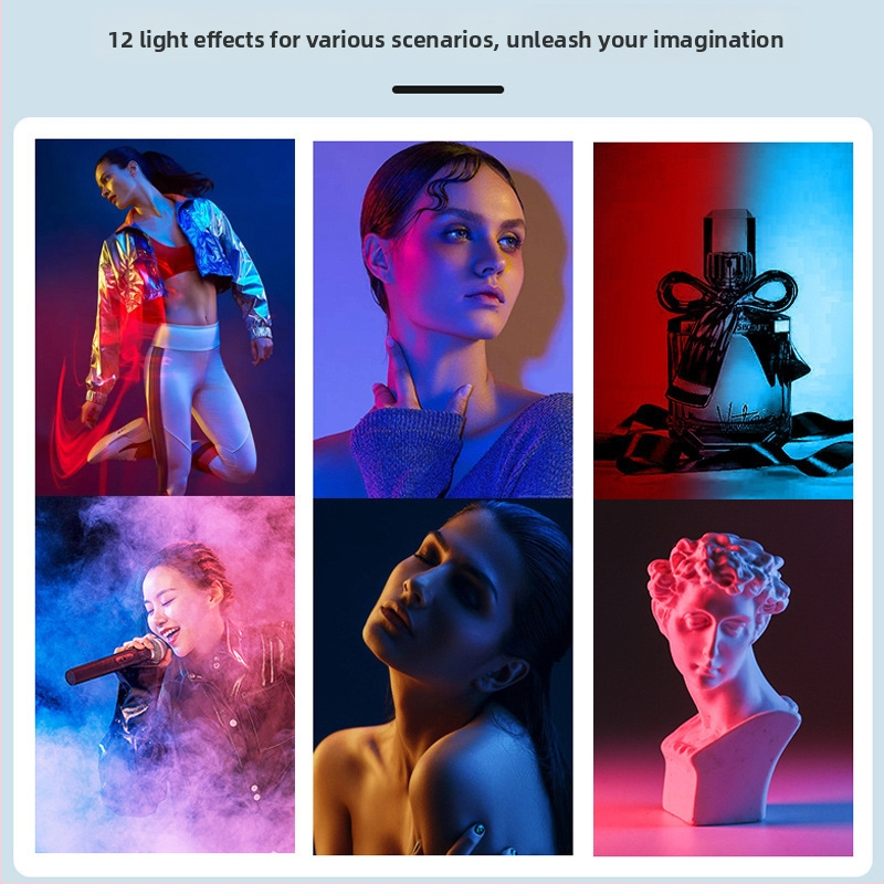 Pārvietojams fotogrāfiju apgaismojums HM-BD ar RGB LED, 10W, regulējams spilgtums, RGB krāsu regulēšana, neatkarīgs barošanas avots Type-C, darbības diapazons 1–2 m